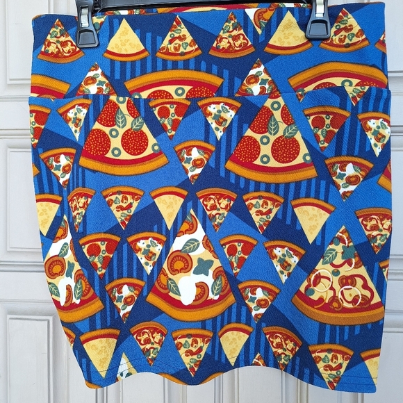 Lula Roe Skirt Casual Bright Print SzL Polyester Short Pullon Wide Band Waist - Picture 6 of 9